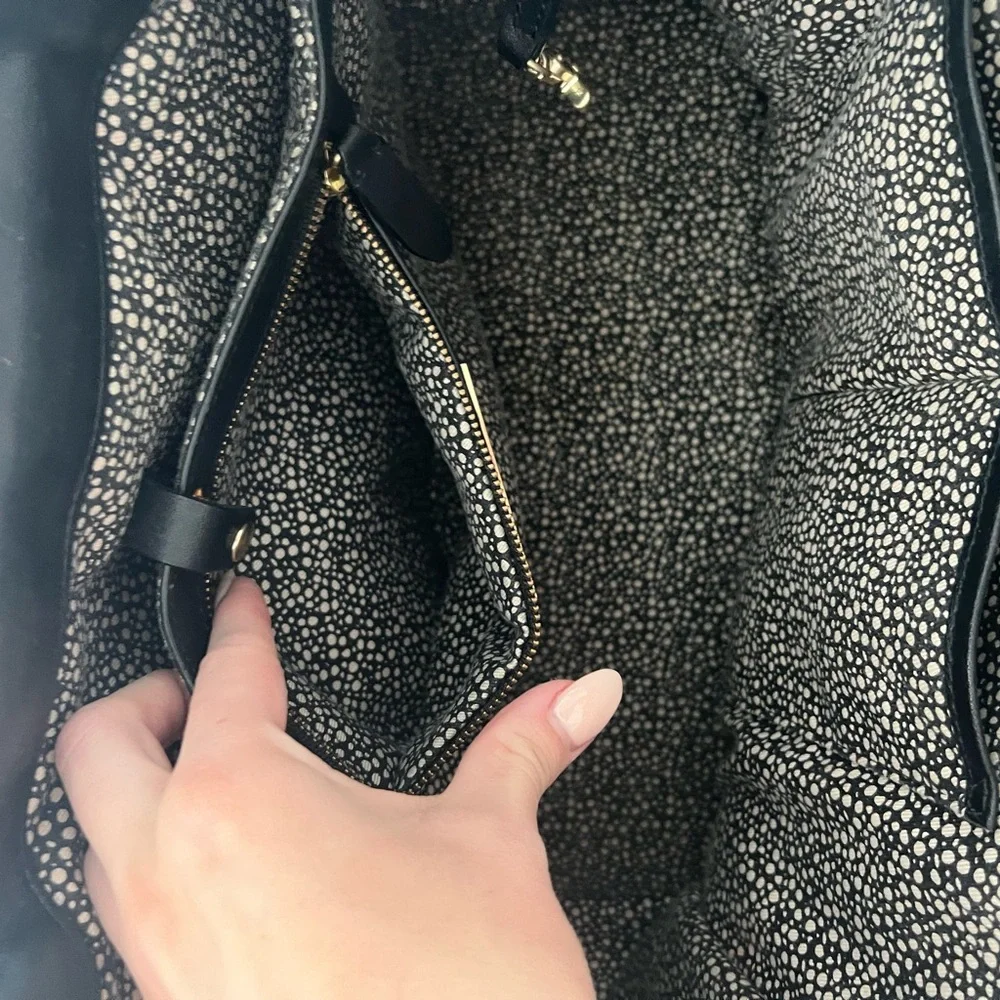 Loeffler Randall work bag tote purse reptile snakeskin python black bag office - Picture 11 of 12